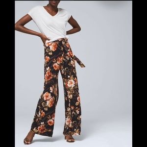 Floral-Print Jersey Knit Wide-Leg Pants